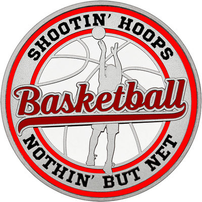 Maroon "Basketball" with Red Outer Circular Borders